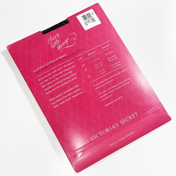 2 NEW VICTORIAS SECRET PANTYHOSE 1 BLK FAUX GARTER & 1 NUDE/BLK FAUX THIGH HIGH - Picture 4 of 9